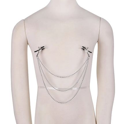 Chain Nipple Clamps Gold & Silver Dual-Tone Alternative Bell-Style Adjustable Nipple Clips BDSM Teasing Adult Novelty Sex Toys