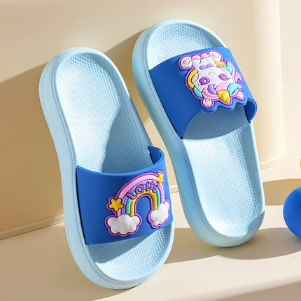 New Unicorn Slippers Boy Girl Summer Kids Rainbow Indoor Slippers Non-Slip Beach Sandals Toddler Home Shoes Baby Flip