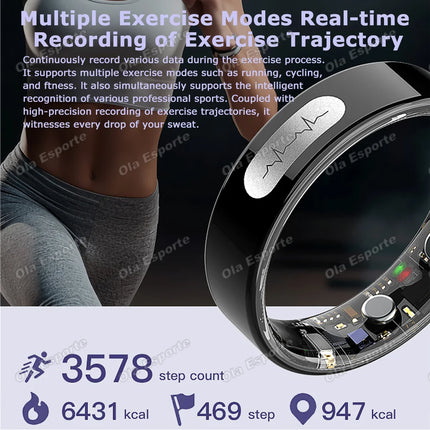 New ECG Monitor Smart Ring 2026 Heart Rate Blood Oxygen Health Monitoring Multi-sport Mode Temperature 3ATM Waterproof Smartring