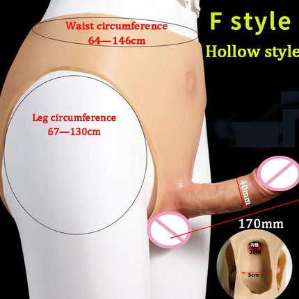 Lesbian Strap-On Dildo Penis Pants Realistic Soft Silicone Panties Solid Hollow Dildo For Men Woman Adults Sex Toys Masturbator
