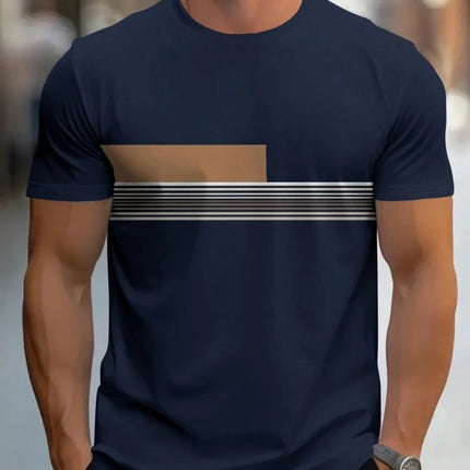 Summer men's casual sports loose oversized simple letter pattern printed round neck short sleeved T-shirt top