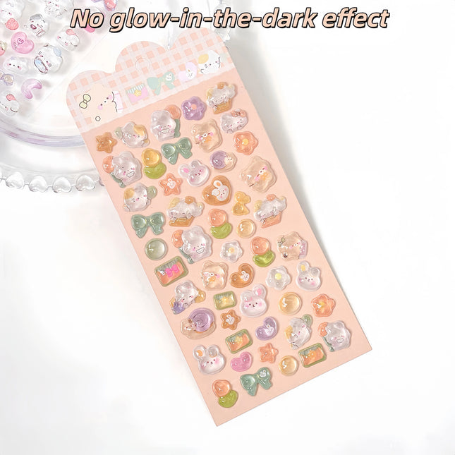 Two Types of 3D Embossed Stickers: Luminous/Non-Luminous, Cartoon Stickers, Phone Case Decorations, Planner Stickers, Party Favors