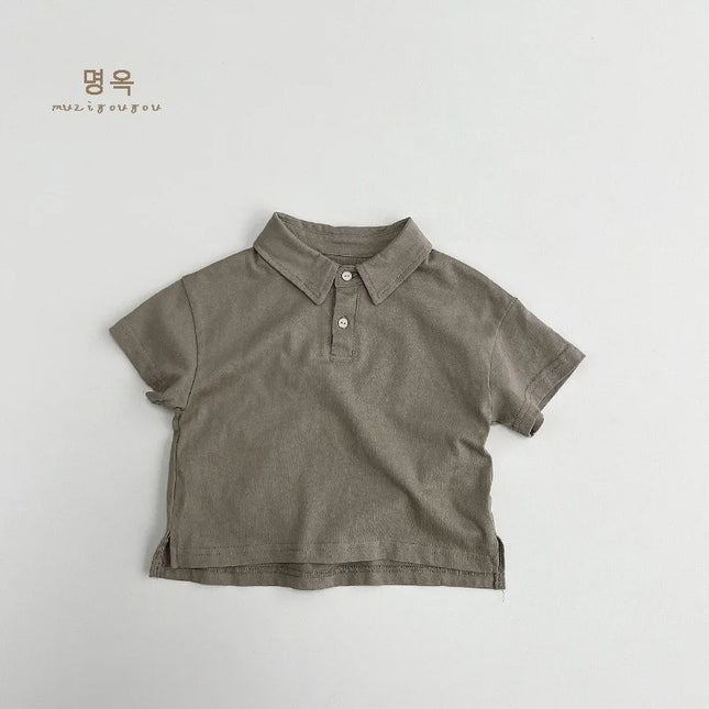 Trendy Kids Cotton Polo Shirt Short Sleeve Pure Color Summer Fashionable Children's Clothing for Boys And Girls