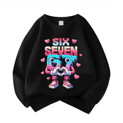 Pullover Spring Crew Neck Six Seven Italian Brainrot 67 Number Graphic Print Hoodie Boy/Girl Kids Comfortable Sweatshirt