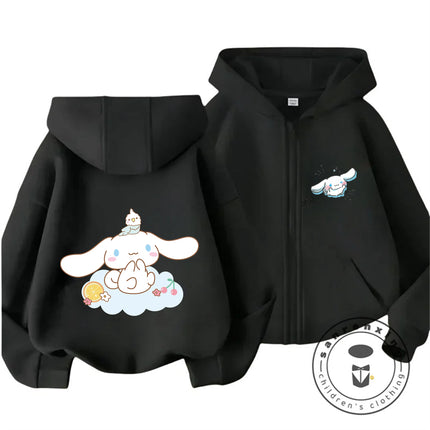 Fashion Casual 2026 Cinnamoroll Zipper Hooded Sweatshirt 3-14Y Boys Girls Autumn Winter Cute Kawaii Cartoon Street Hot Outdoor