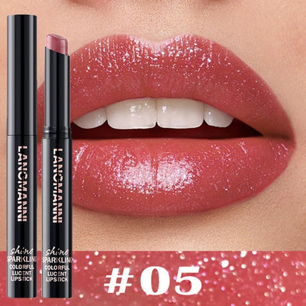 10 Color Glitter Pearlescent Lipstick Waterproof Lasting Diamond Lipstick Shiny Lip Gloss Non-stick Cup Red Sexy Lip Tint Makeup