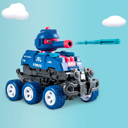 Mini Children Inertia Tank Cars 6 Wheel Drive Off Road Vehicle Collision Deformation Launch Model Car Toys Boys Birthday Gifts
