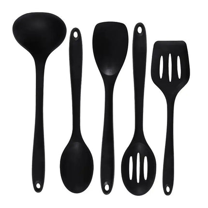 5pcs/set Silicone Kitchen Utensil Set With Non-Stick Pans Silicone Spatula Soup Spoon Cooking Tools For Kitchen