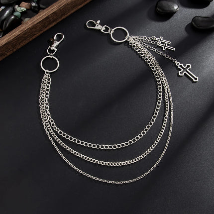 Hot Sale FashionSalircon Punk Multilayer Metal Star Pendant Pant Chain Hip Hop Waist keychain Jeans Chain Women Trendy Jewelry A