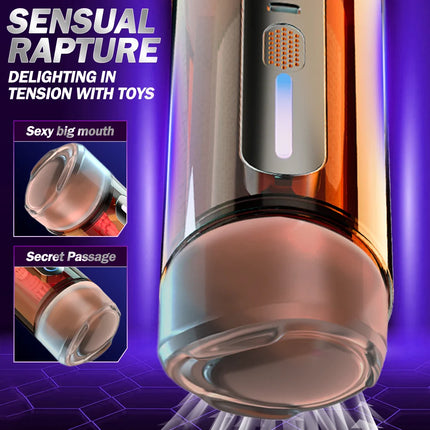 Automatic Male Masturbator Mouth Vagina Double-Headed Penetration Channel Vibrating Heating Blowjob Moaning Pocket Pussy Sex Toy