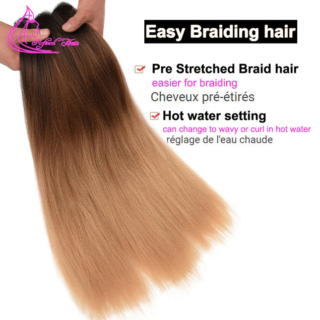 Easy Braiding Hair 26 inch long Jumbo Braids Yaki Straight Crochet Synthetic Ombre Hair Extensions Low temperature Fiber 90g/pc