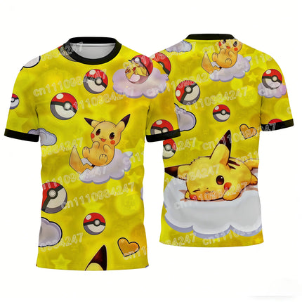 2026 New Cute Snorlax Pokemon T-Shirts All Over Print Casual Short Sleeve Tees Unisex Tops Summer Streetwear for Kids Adults Gym