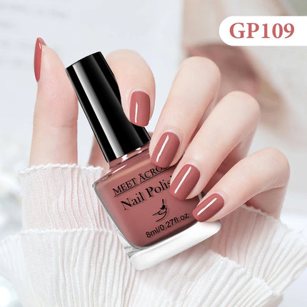MEET ACROSS 8ml Glass Bottle Water-Based Peel Off Nail Polish Spring Summer Colorful Glitter Nail Art Varnish No Need Lamp