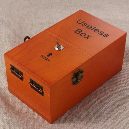 Leave Me Alone Useless Box Wood Color Desk Decoration Electronic Useless Box Interesting Funny Toy Wooden Useless Box