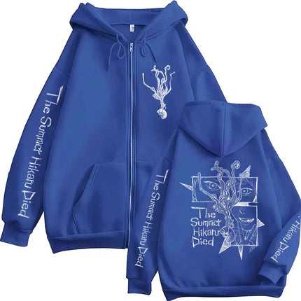 Anime The Summer Hikaru Died Hikaru Yoshiki Zipper Hoodies Men Women Fashion Zip Up Sweatshirts Long Sleeve Hoodie Jackets Coats