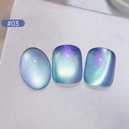 6PCS 2026 New Trendy Nail Art Fashion Phototherapy Iceland Aurora Blue-Green-Purple Cat Eye Gel Magnetic Powder Gold Nail Polish