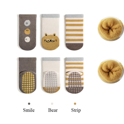 3 Pairs/Lot Autumn Winter Baby Non Slip Soft Floor Sock Cartoon Kids Boys and Girls Indoor Feet Wear