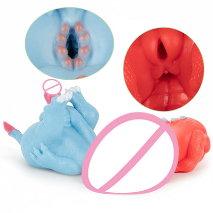 GEEBA Fantasy Red/Blue Dragon Male Masturbator Silicone Adult Men's Onahole Pocket Pussy Realistic Vagina Stroker Men Sex Toys