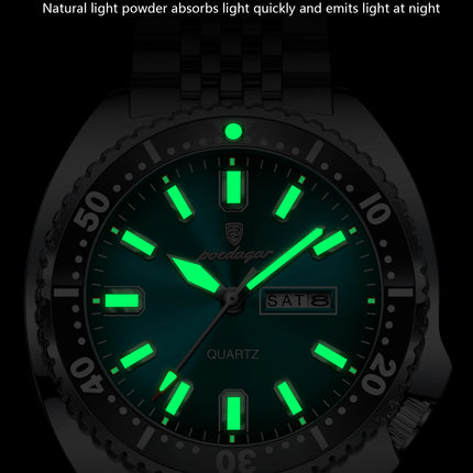 POEDAGAR Business Men Watch Date Week Waterproof Luminous Luxury Man Wristwatch Sports Stainless Steel Men's Quartz Watches Male