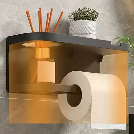 Wall Mounted Tissue Holder Without Drilling, Widened Storage Space, Smooth Pull-out and Not Easy To Slip Off