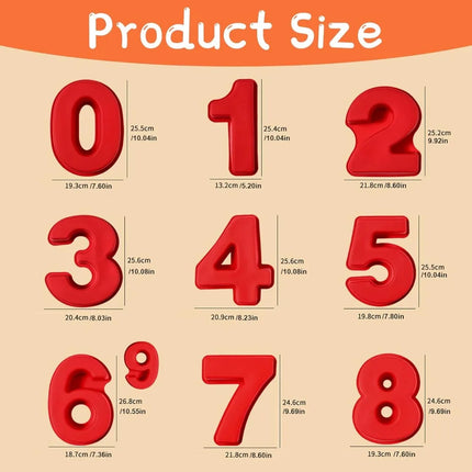 10in 3D Large Number Cake Mold 0-9 Silicone Baking Pans for Birthday Wedding Anniversary Party Decorations DIY Home Baking Tools