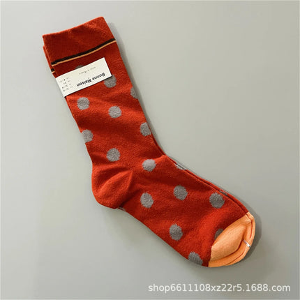 Bonne Maison French Small Batch Women's Fun Oil Painting Style Mid-Calf Cotton Dopaamine Colorful Socks Moisture Wicking Sweat