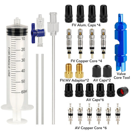 60ml Tubeless Tire Injector Syringe Presta Valve Core Remover MTB/Road Bike Sealant Injection Tool