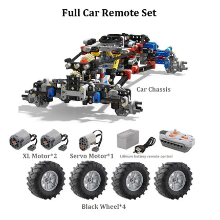 4WD RC Car Chassis Climbing Vehicle Model Building Blocks Compatible Motor Power Function With Suspension Shocks Assembly Bricks