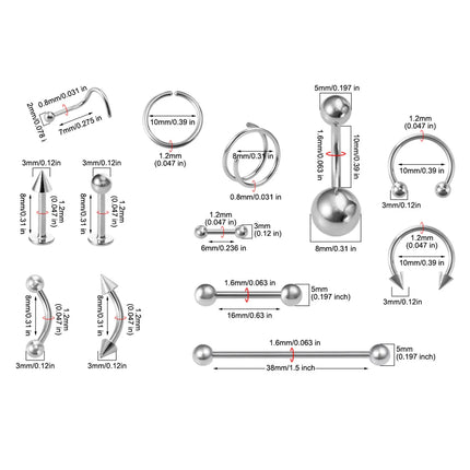 Body Piercing Tool Kit Easy to Use Body Piercing Gun Lip Nose Tongue Cartilage Eyebrow Navel Piercing Jewelry for Women Men