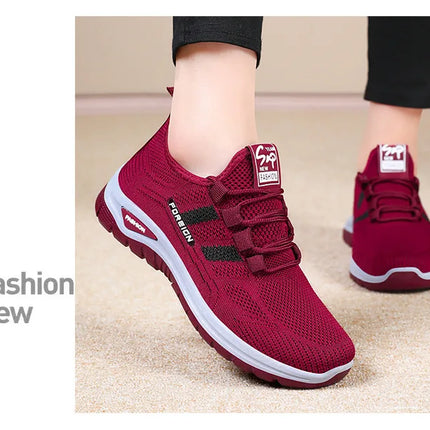 Women Casual Sports Shoes Breathable Lightweight Sneakers Anti-slip Flats Outdoor Running Walking Shoes Female Vulcanized Shoes