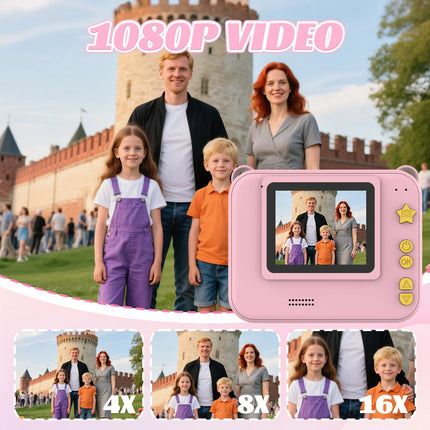 Digital Children Camera 1080P HD Video Recorder with Instant Print Mini Thermal Printer Educational Birthday Gift for Kids