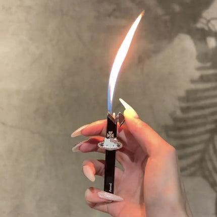New Butane Gas Lighter Portable Metal Inflatable Lighter Katie Cat Pattern Gas Lighter Cigarette Accessories Small Gifts