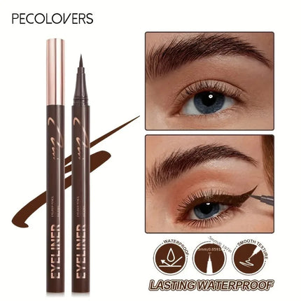 Long Lasting Black Brown Eye Liner Natural Waterproof Liquid Eyeliner Pen Quick-Drying Smooth Smudge-Proof Eyes Makeup