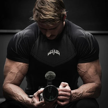 Men Tight Compression T-Shirt High Elasticity Quick-Dry Fitness Muscle Training / T-Shirt Homme Compression Ajusté Élasticité Séchage Rapide