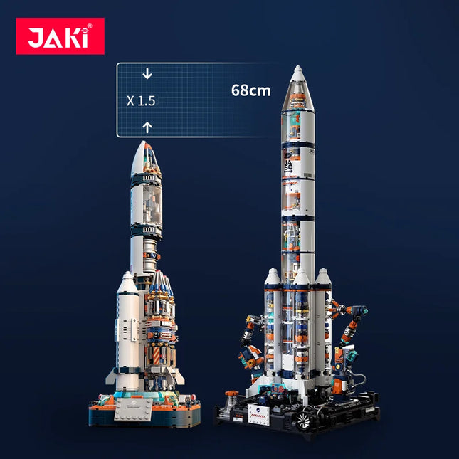 JAKI space exploration series, Dawn advanced super rocket core module building blocks assembly model, boy's birthday gift toy