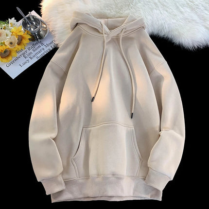 Factory Direct Sales Latest Solid Color Loose Breathable High Street Retro Men's Crew Neck Cotton Versatile Hoodie
