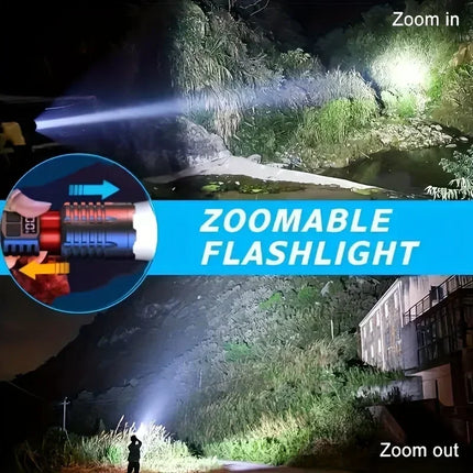 19000000LM Super Powerful Flashlight Built-in Battery High Power Torch Rechargeable LED Light Big Aperture Camping COB Lantern