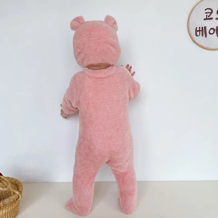 5097 Ins Baby Clothes Autumn Winter New Baby Boy's Jumpsuit Mink Velvet Cute Bear Baby Girl's One Piece Clothes