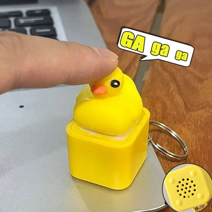 Funny Croaking Frog Duck Luminous Button Keychain Keyboard Fidget Clicker Sound Keyring for Stress Relief Finger Toy Gift Decor
