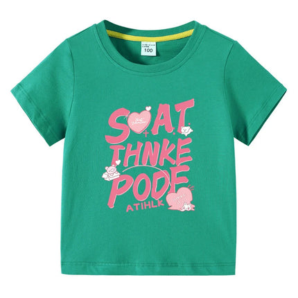 Summer Kids Girl T-Shirt Fashion Letter Print Short Sleeve Casual Tops Sweet Cool Style Teen Girls Clothing