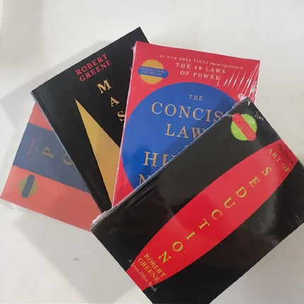 4 Books Set By Robert Greene The Concise 48 Laws Of Power; The Concise Laws of Human Nature; The Art of Seduction & Mastery: War