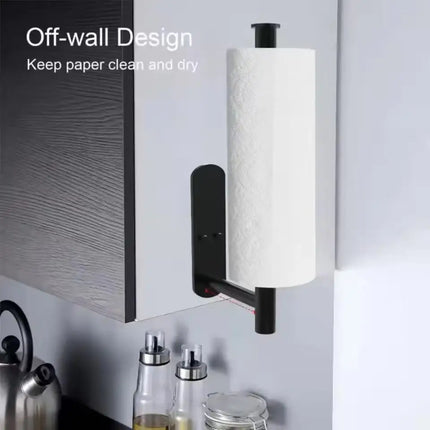 Stainless Steel Silver / Black Paper Towel Wipe Hanging Rack Can Store Cling Film Wipes Roll Paper Rack For The Kitchen Bathroom