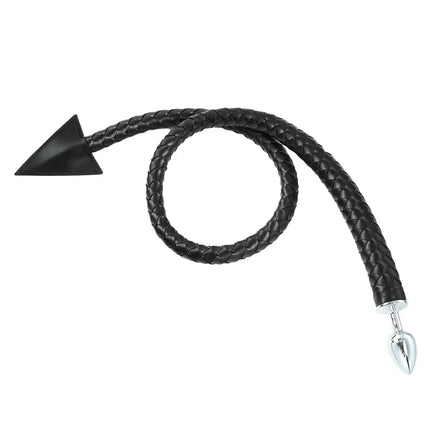 Metal Anal Plug PU leather Whip Anal Sex Devil Tail Cosplay Butt Plug Adult Games Anal Sex Toys for Couples Men and Women