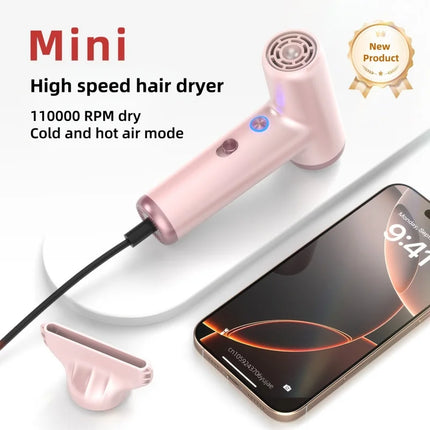 2025 New Mini Portable Hair Dryer, High-Power High-Speed Hair Dryer, Brushless Motor With 110000 Rpm For Adults And Children