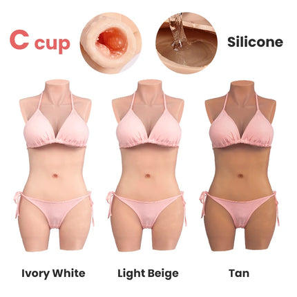 KUMIHO C D Cup 3-Point Bodysuit Cosplay Sissy Silicone Fake Vagina Breast Forms Boobs Silicon Body For Crossdresser Drag Queen