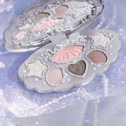 Flower Knows Shells Jewel Collection 6Colors Eyeshadow Palette Matte Pearl Sea Metallic High-Pigment Long-lasting Makeup