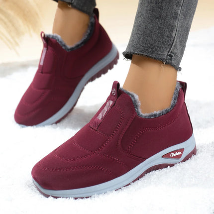 Women's Thickened Fleece Lined Boot Comfortable Warm Cotton Shoes round Toe Flat Heel Casual Style Ideal for Winter Season