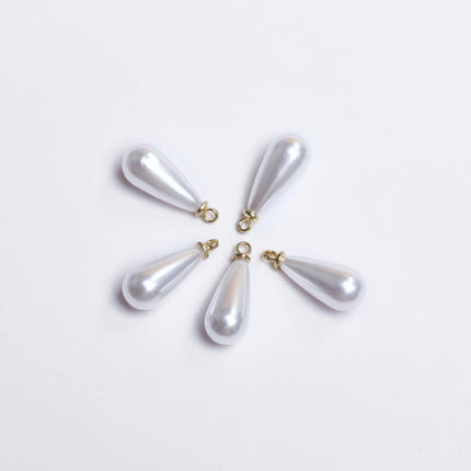 5Pcs/bag 10/14/16/18mm White Imitation Pearl Water Drop Pendant DIY Earrings Necklace Bracelet Brooch Jewelry Makings