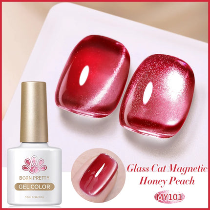 BORN PRETTY 10ml Auroras Glitter Cat Magnetic Gel Nail Polish Jelly Glass Bead Semi Permanent Soak Off UV LED Varnish Manicure