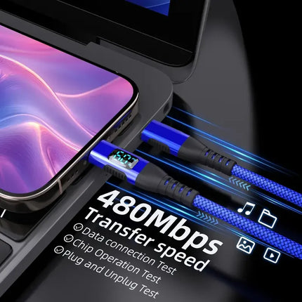 1M 2M 3M Type-C To Type-C 60W Fast charging data Cable Nylon durable High grade 480Mbps Compatible for iPhone 16 15 iPad Samsung